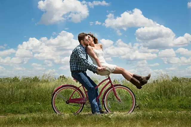 夫妻, 浪漫, 自行车
