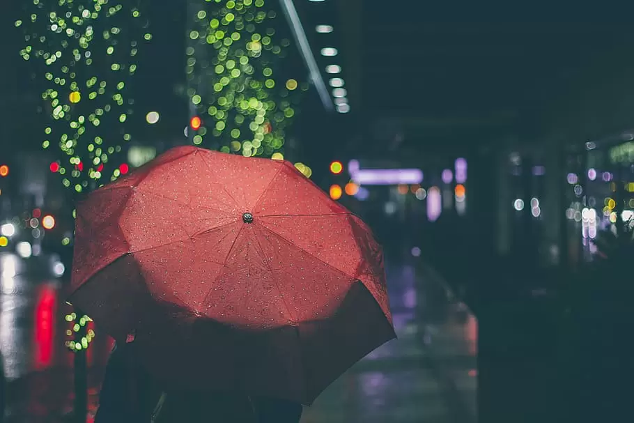 晚间，街道，雨伞