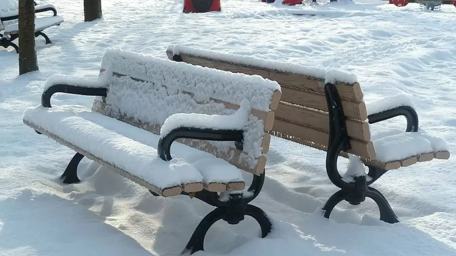 公园, 长椅, 大雪覆盖